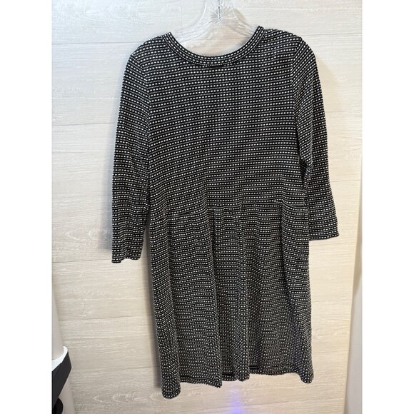 Loft Black & White Textured Button-Back Dress With 3/4 Sleeves Size S - Picture 6 of 10